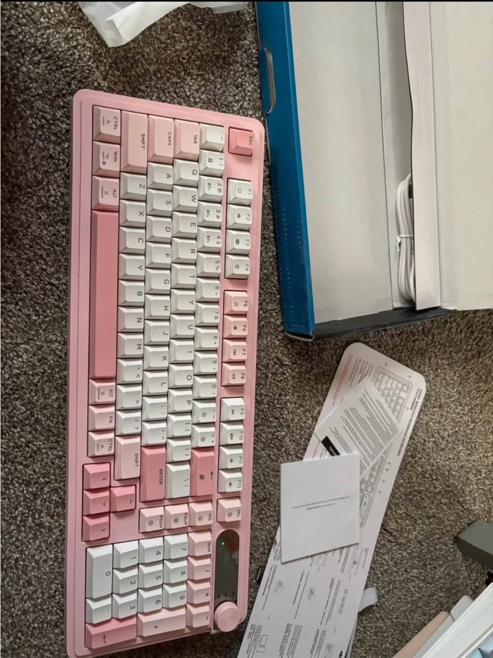 Pink and White Membrane Keyboard with Volume Knob